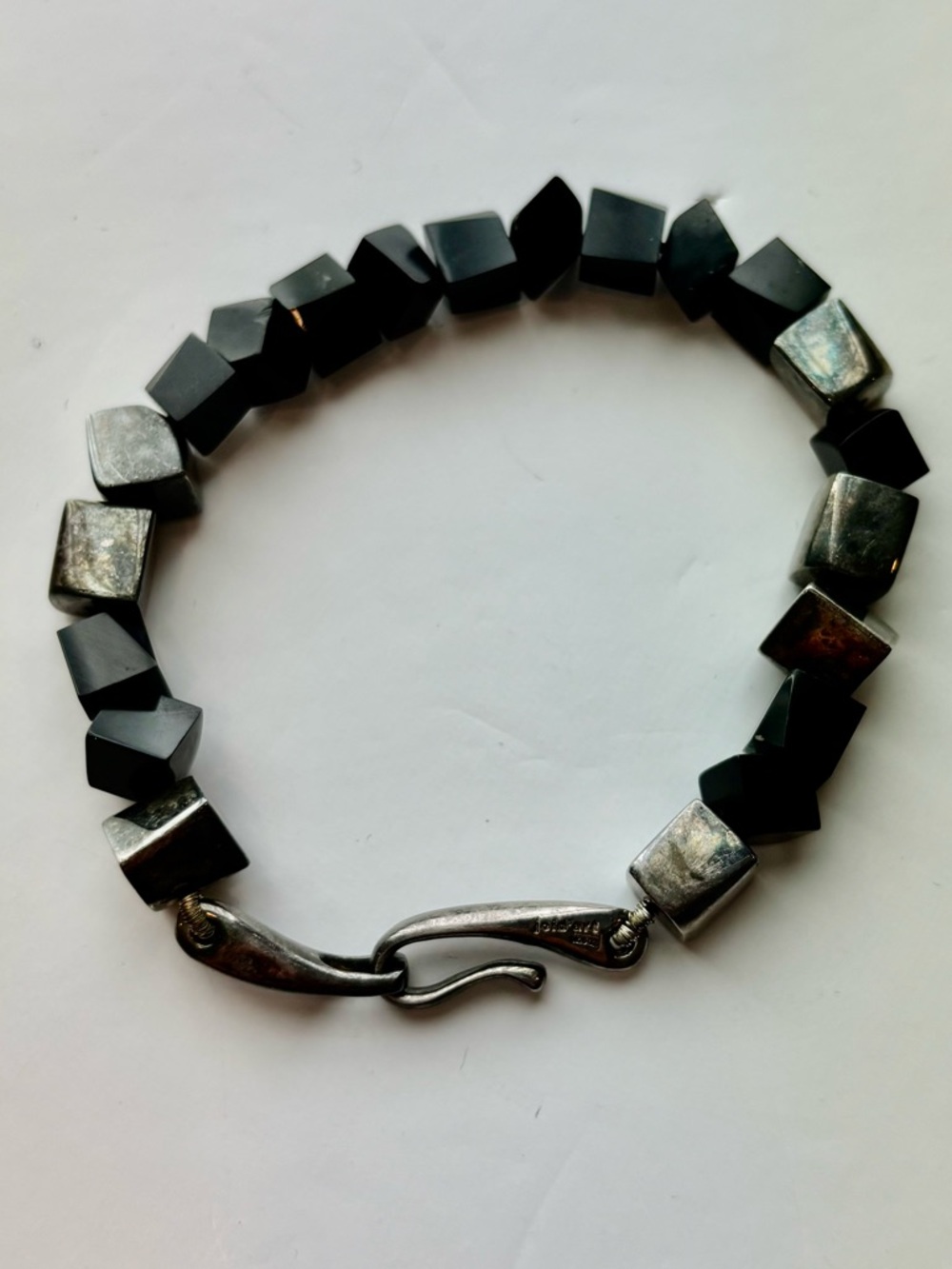 JOID’ART Barcelona 925 Sterling Silver Black Onyx Cube Bracelet